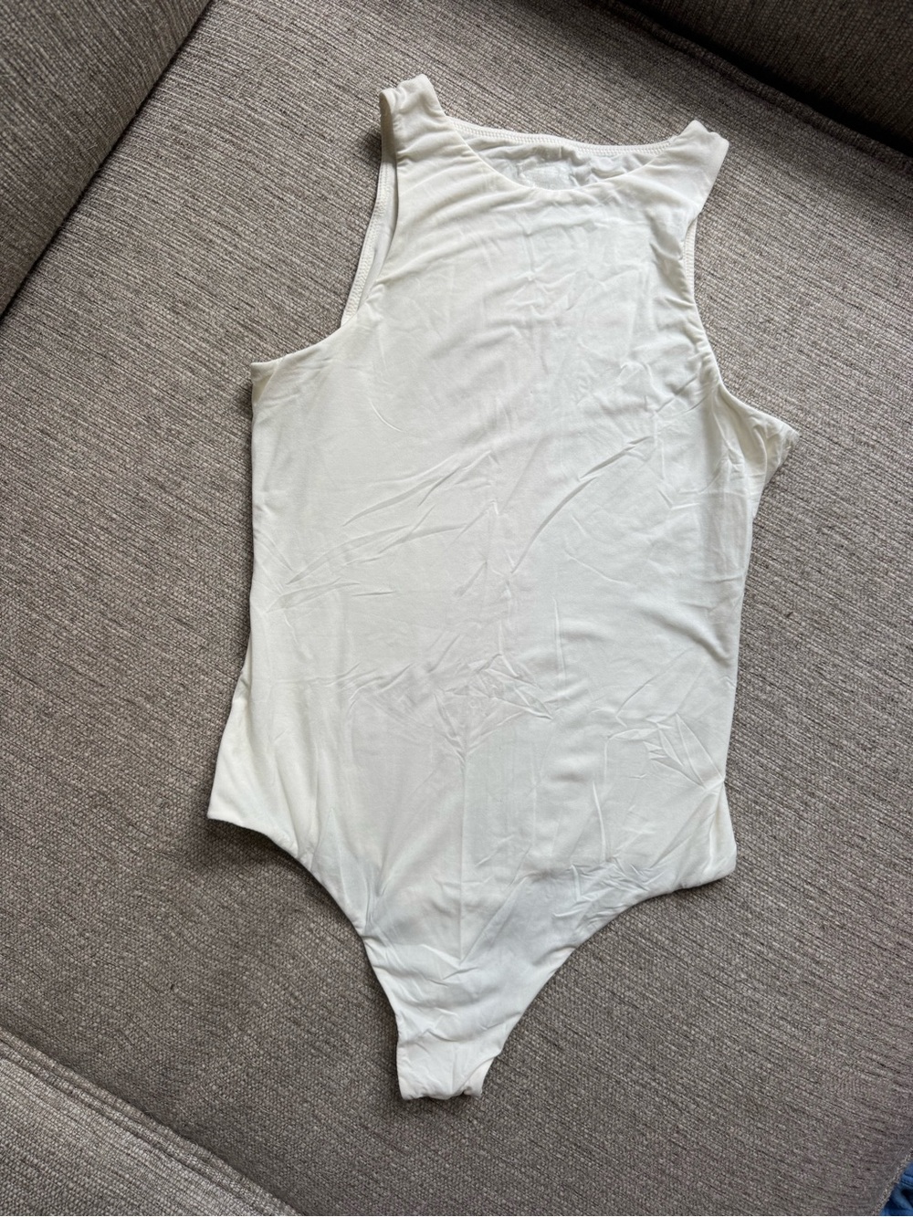 SKIMS High Neck Bodysuit in Cream/White